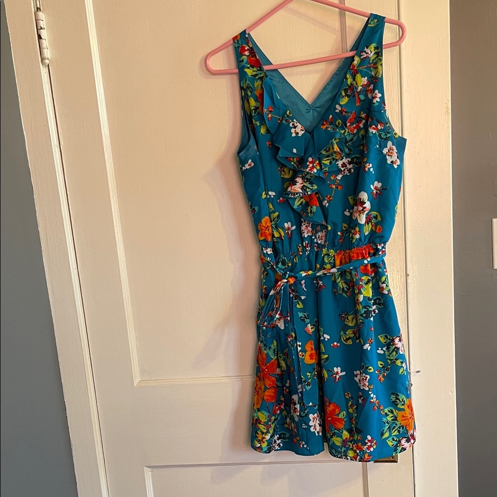 Express Teal Floral Mini Dress